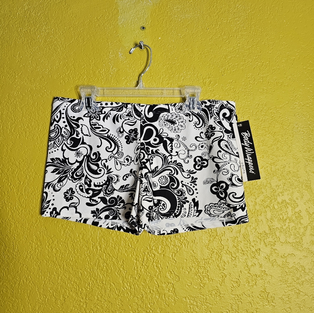 Body Wrappers Black and White Paisley Shorts